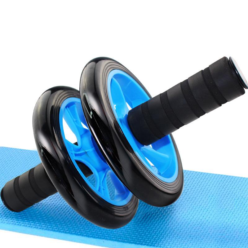 No Noise Gym Abdominal Wheel Ab Rollers with Mat for Exercise Fitness Equipment Accessory Unisex Black Double Wheeled Belly