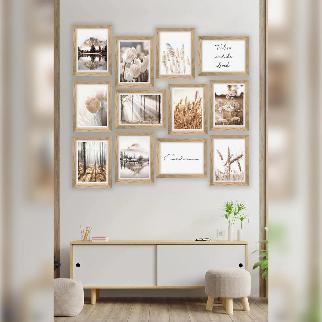 12-Piece Framed Look MDF Art Print Set
