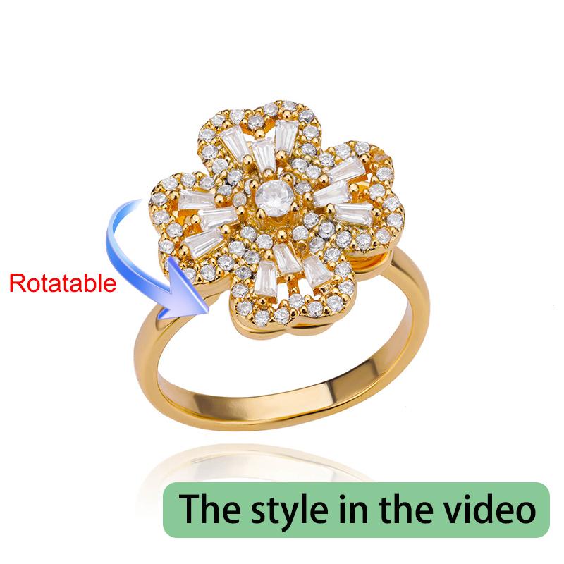 Four Clover Rotating Anxiety Rings for Women Gold Color Adjustable Stainless Steel Wedding Ring Aesthetic Jewelry Gift Anillos