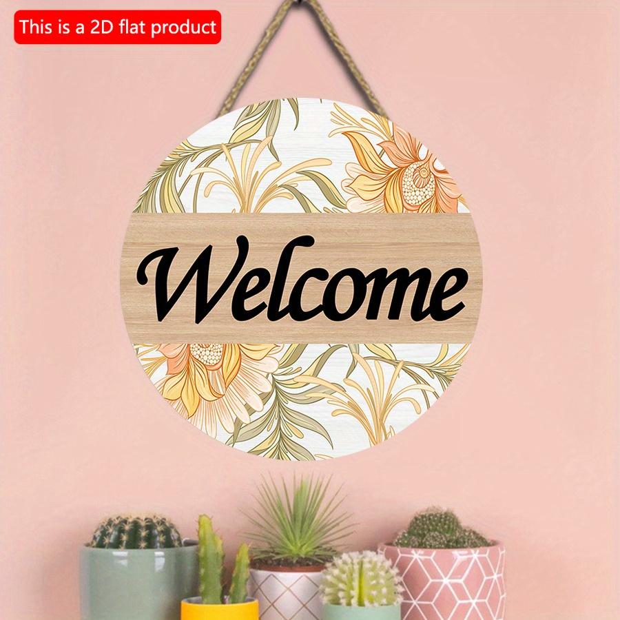 2D плоский 20*20 см 1 шт. Весенний подсолнух с принтом деревянная подвесная табличка с приветствием, простой и элегантный стиль, цветочные узоры, хорошее качество, художественные таблички, применимые к