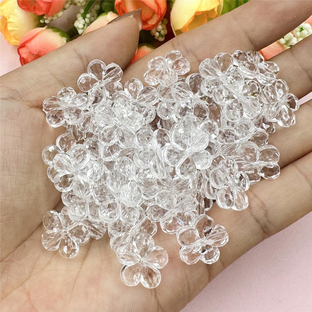 Creative Craft DIY Spacer Loose Beads with Hole Handmade Material 100pcs 14mm Jewelry Accessories Flower Shape Multicolor Acrylic
