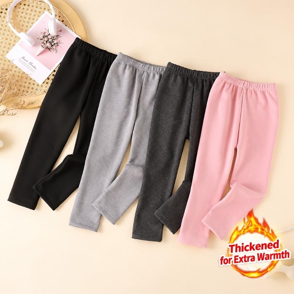 Fleece Girls Thermal Leggings Elastic Girls Lined Leggings Cute Plush Legging Trousers Girls Gift