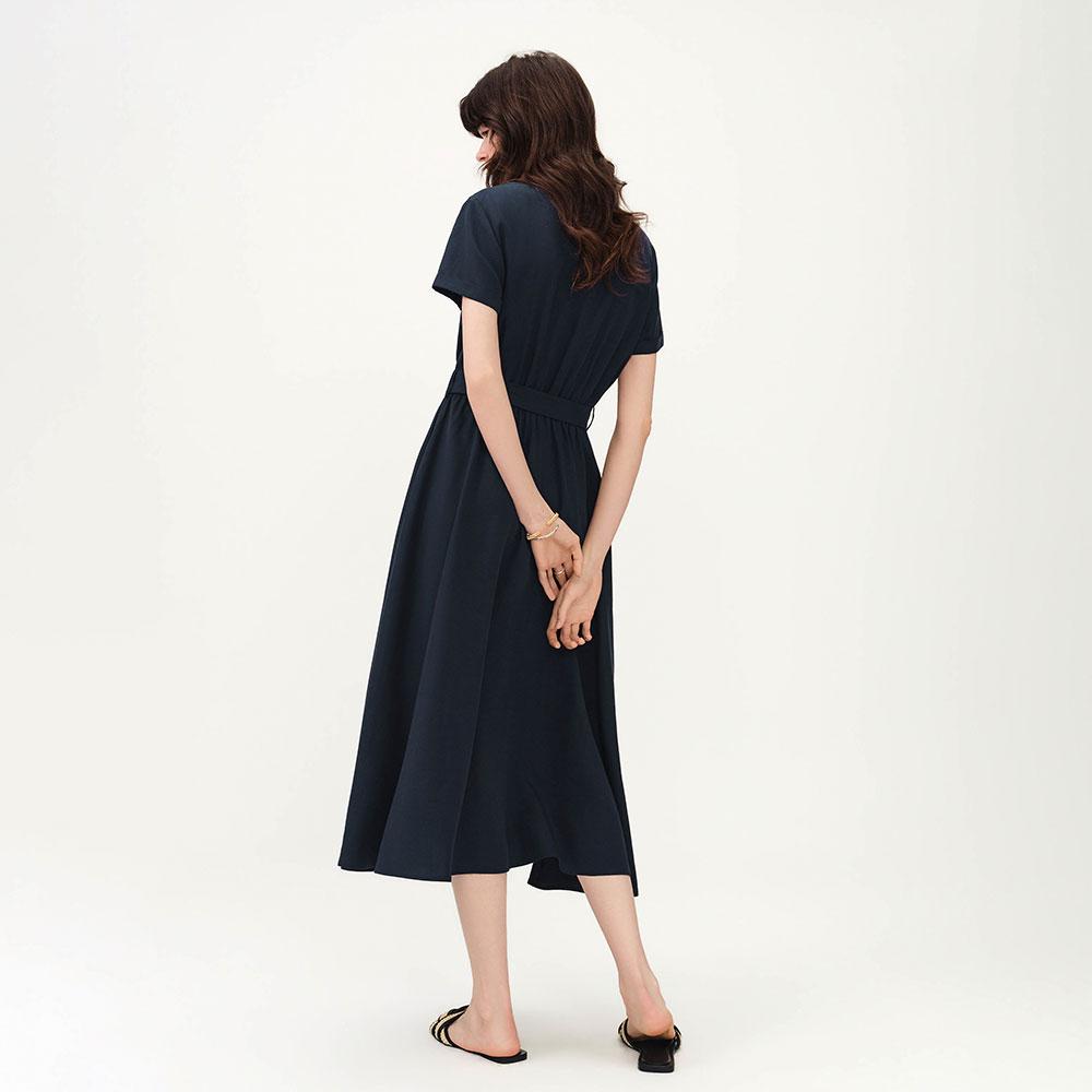 Wednesday Delight Wd_Button-Up Belted Flare Dress_2Color