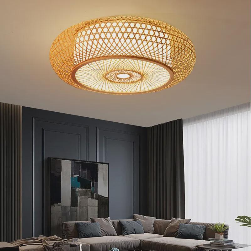 Bamboo Weave Ceiling Lamp: Chandelier for Homes, Tea Shops, or Private Rooms; Japanese Tatami Style.