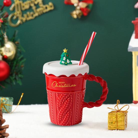 Рождественская елка керамическая кружка 400 мл керамическая соломенная кофейная кружка парная кофейная кружка праздничное украшение стола подарочная кружка для любителей кофе