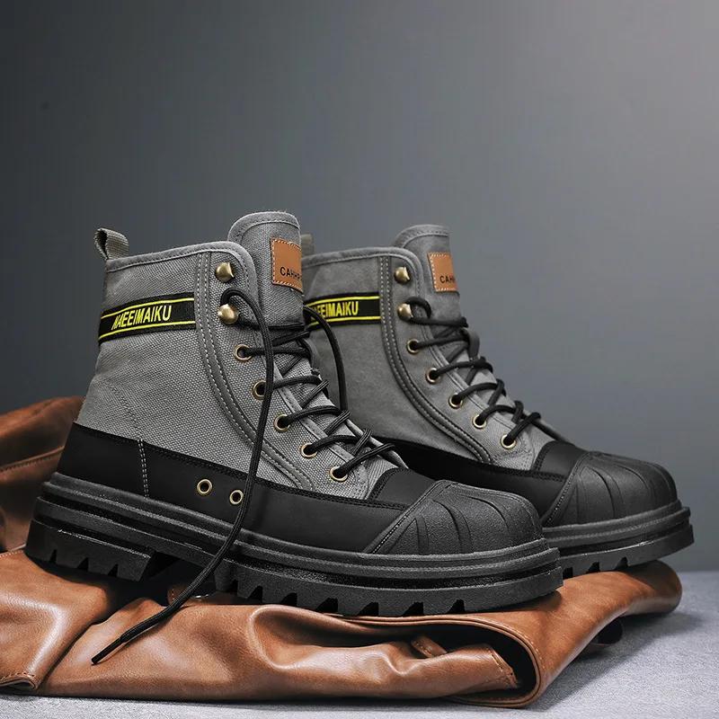 Классическая популярная мужская обувь 2024 года, высокие рабочие туфли на мягкой подошве, износостойкие спортивные туфли на толстой подошве, кроссовки