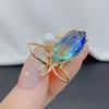 Anti-glare Brooch Feminine Charm Blue Pearl Butterfly Brooch High-end Women's Suit Pin Accessory