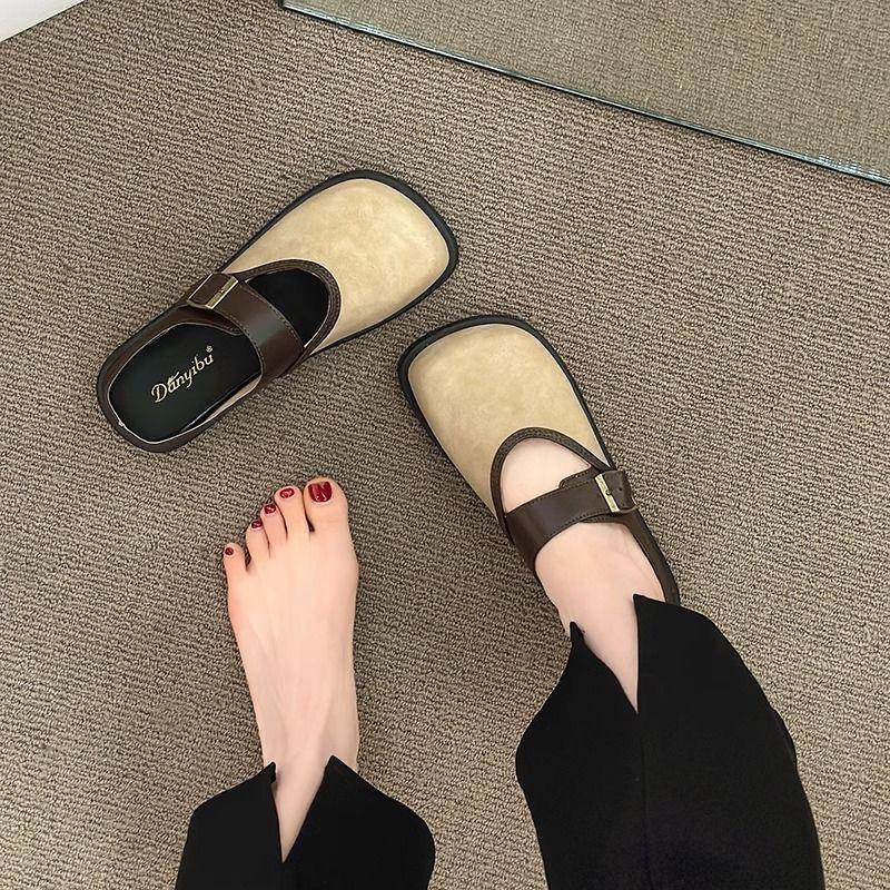 Мода 2025 года, тренд, балетки, мюли, тапочки, домашняя повседневная обувь, зимние туфли с открытой пяткой, модные шлепанцы для ходьбы, обувь с квадратным носком, Mujer Zapatos