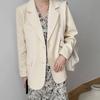 Женский пиджак с лацканами, длинный рукав, однобортный пиджак с клапанами, однотонный, свободный крой