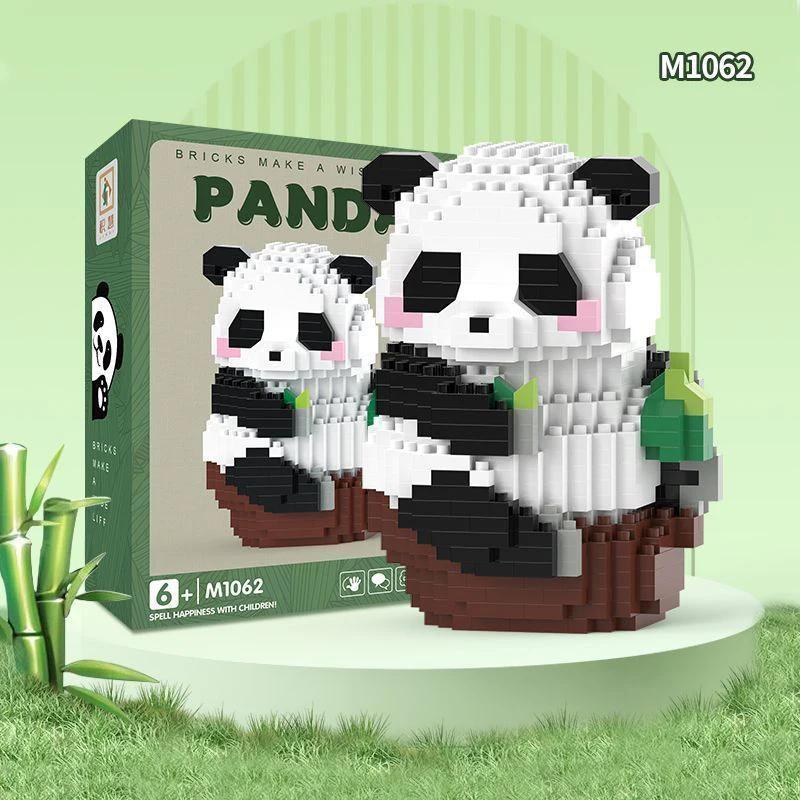 500PCS Creative Cute Mini Panda Building Blocks Micro Bricks Assemble Decoration Toy With Box Birthday Gift for Boys and Girls
