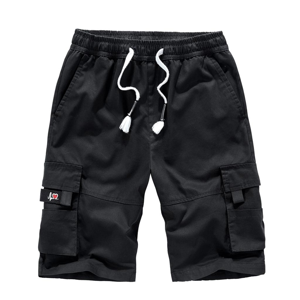 Casual Men's Fashion Drawstring Pocket Sports Pants Cotton Five-point Shorts Overalls Shorts