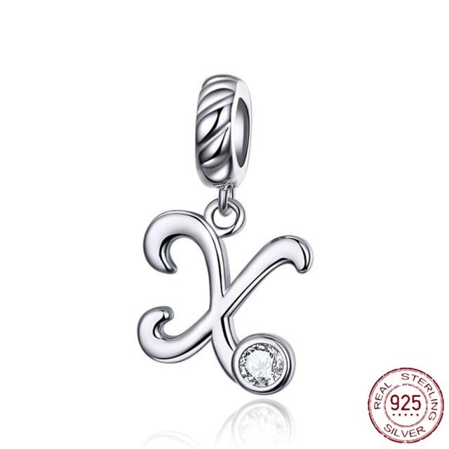 Браслет-подвеска из серебра 925 пробы с буквами AZ и буквами, бусины с именем для женщин, DIY кулон, изготовление ювелирных изделий