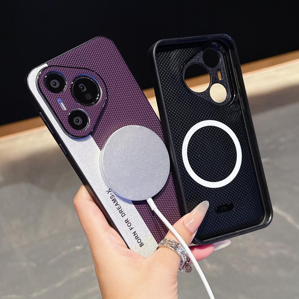 Сшитый Цвет Матовый Для Magsafe Магнитный Чехол Для Huawei Pura 80 70 P60 Mate 70 60 50 Pro Plus Рельефный Узор Ударопрочный Чехол