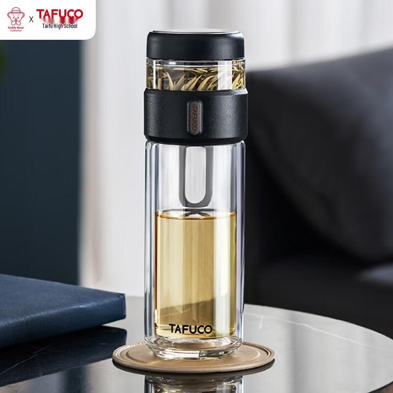 TAFUCO Double-Layer Borosilicate Glass Tea Infuser Bottle
