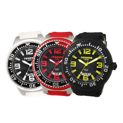 [RENOMA WATCH] Водонепроницаемые часы RENOMA WATCH 100M с резиновым ремешком RE130