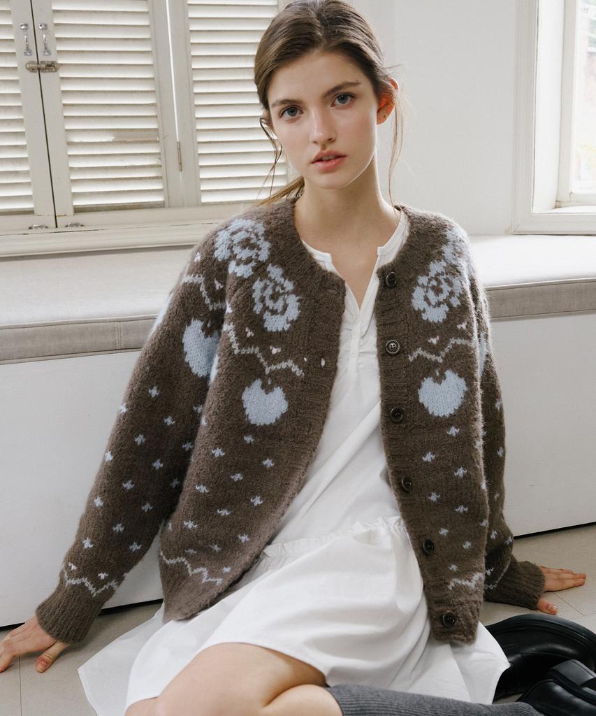 LETTERA Alpaca Wool Nordic Knit Cardigan_Brown
