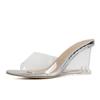 Summer New Fashion High-heeled Slippers Women's Transparent Wedge Shoes One-character Outer Wear Fairy Wind Cool Slippers Tide