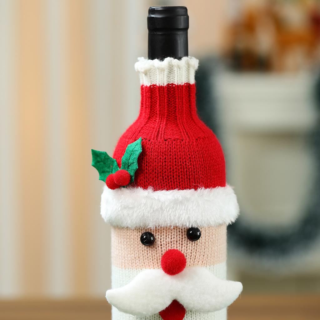 Рождественские украшения, чехлы для бутылок вина, вязаные чехлы для вина в виде старика, рождественская атмосфера ресторана, украшения, наряды