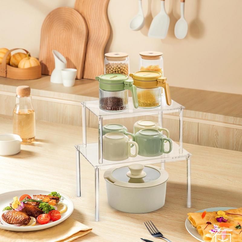 Kitchen Cabinet Organizer Acrylic Organizers Kitchen Space-Saving Storage Rack for Counter Desk Bathroom Coffee Station Craft