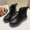 Модные черные ботинки на платформе большого размера для женщин, осень-зима, новые дизайнерские повседневные туфли, женские модные ботильоны из искусственной кожи