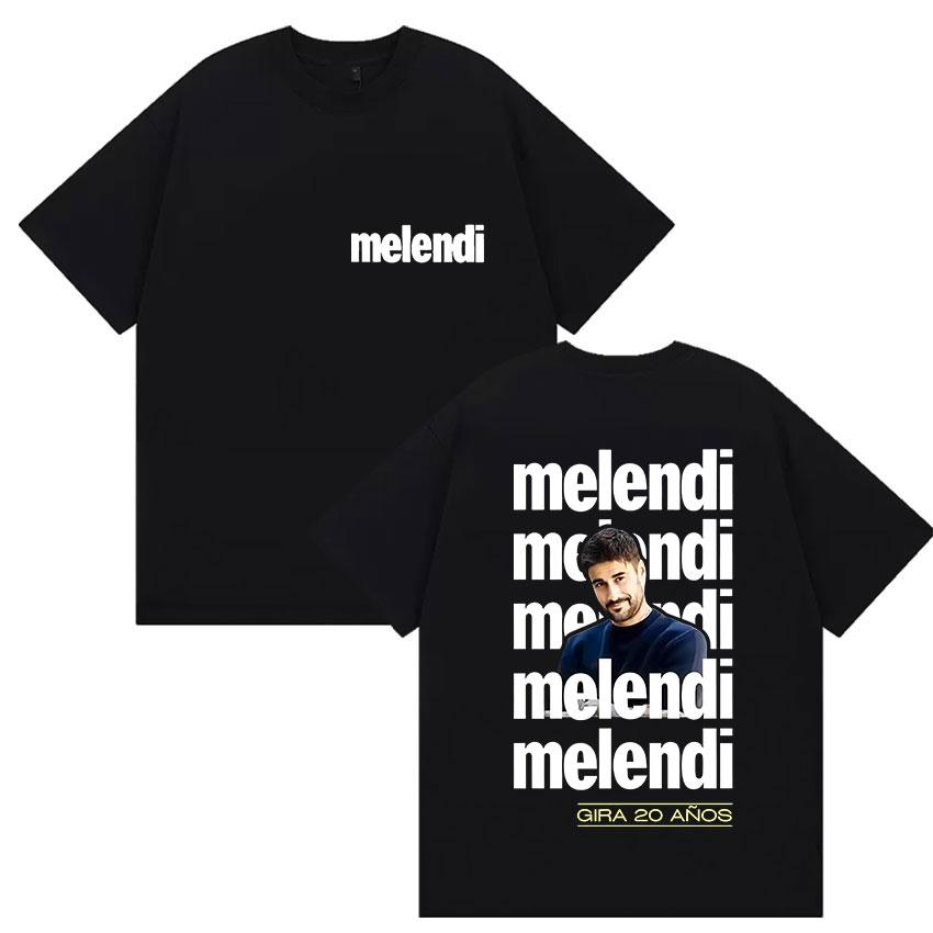 Rapper Melendi Tour 2025 Album Merch T Shirts Women Vintage Gothic Oversized Cotton Tshirt Y2k Man Hip Hop Punk Tees Streetwear