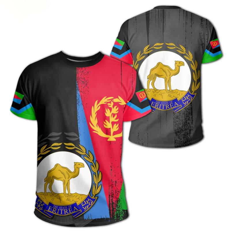 2023 Tessffel Africa Country Eritrea Lion Colorful Retro 3DPrint Men/Women Summer Casual Funny Short Sleeves T-Shirts Streetwear