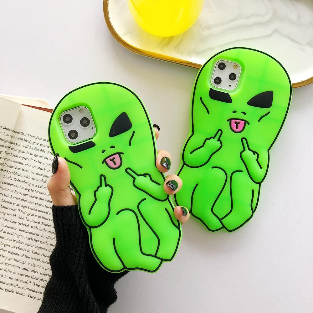 Мягкий силиконовый чехол с 3D средним пальцем «Чужой» для iPhone 14 13 12 11 Pro Max X XR Xs Max 7 8 Plus Se 2020, защитная задняя крышка