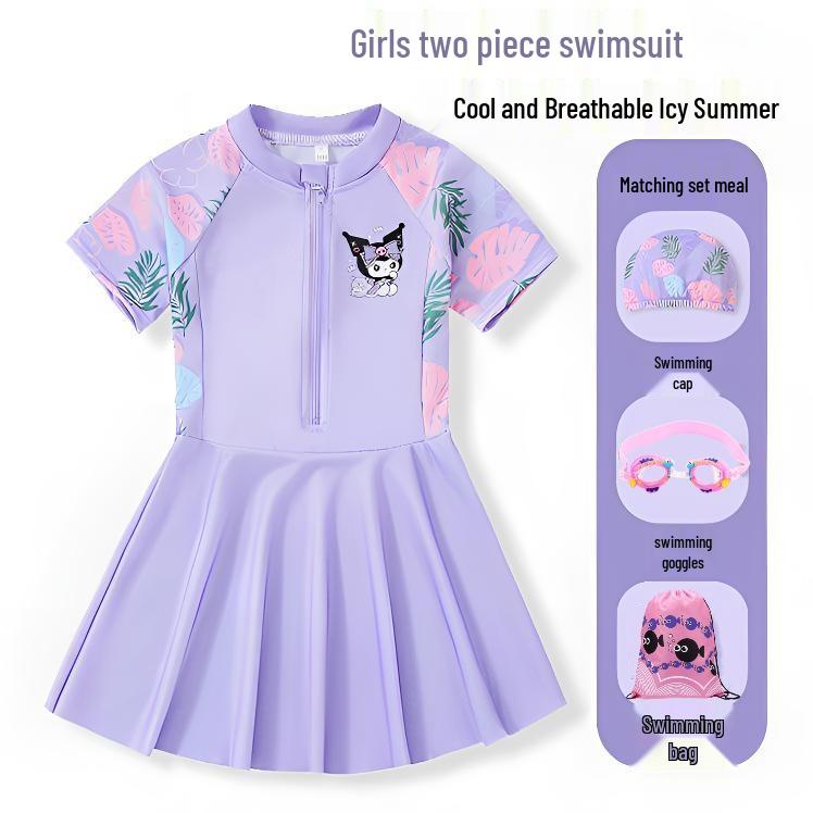 2024 Девочки Цельный Купальник-Юбка - Летняя Купальная Одежда для Детей в Размерах S, M и L