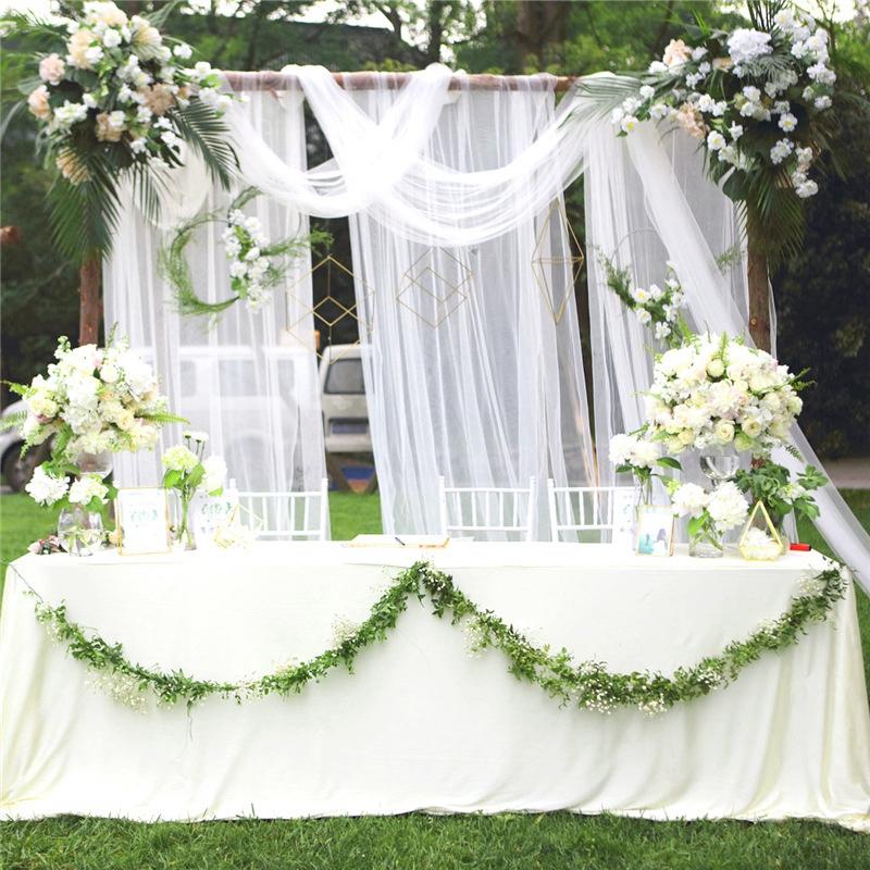 Tulle Curtain White Background Roller Curtain Wedding Party Arch Drape Hotel Banquet Outdoor Activities Decorative Valance Drape