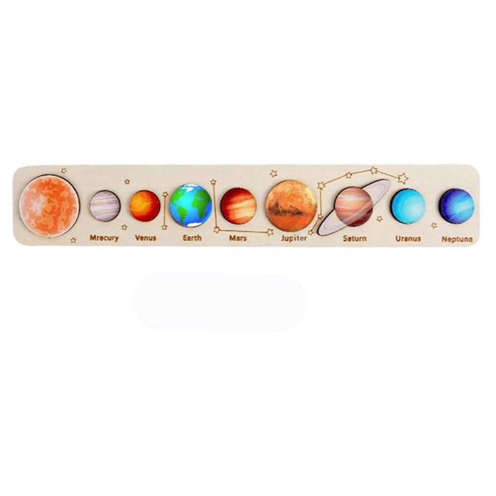 Children Planet Matching Science Planet Puzzles Wooden Puzzle Jigsaw Tray Solar System Puzzle