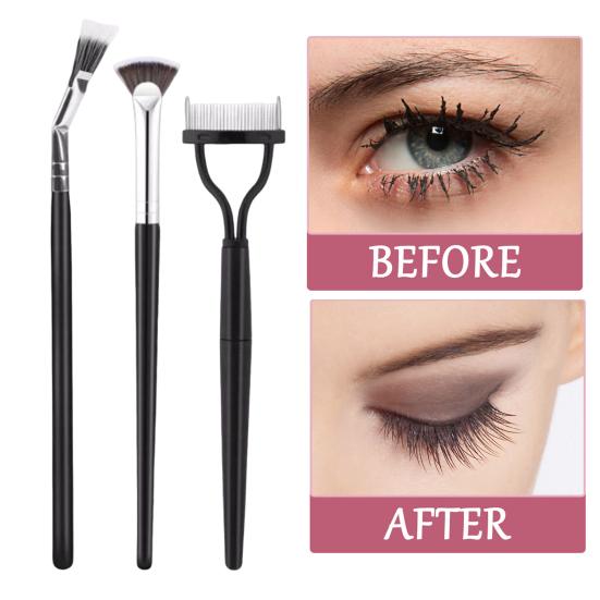 Yousheng 3Pcs/Set Eyelash Brush Comb Ergonomic Angle Scalloped Lashes Brush Separator Tool Portable Women Girls Eyelash Definer Mascara Applicator