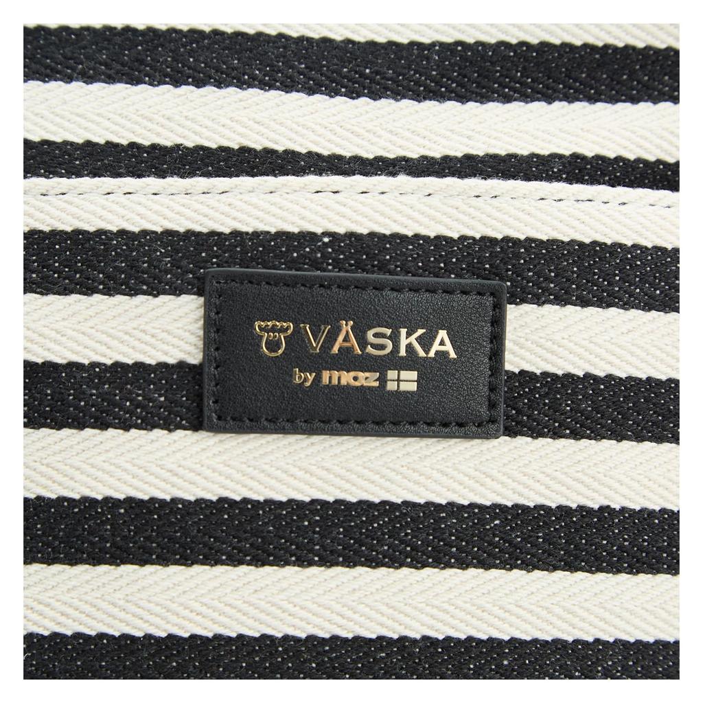 Женская сумка через плечо VASKA by moz, Горизонтальная, Хлопок, В полоску, Лось, Олень, Веска, Нордический стиль, VM6-226, Черный