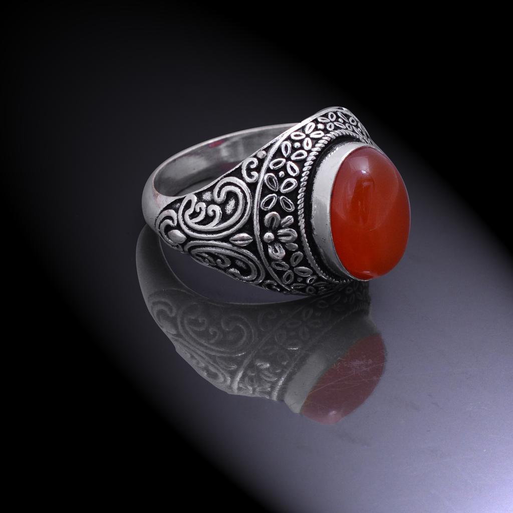Carnelian Handmade 925 Sterling Silver Jewelry Ring Size 7.75 W6g43