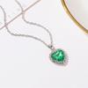 Birthstones Pendant Necklace Heart Shape Synthetic Gemstones With Full Shiny Zirconia Pendant Sparkly Neck Chain For Women