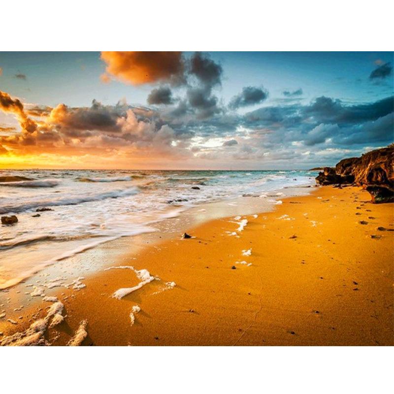 Алмазная картина 5D DIY Приморский Полный дрель Квадратная Алмазная вышивка Закат Картина горный хрусталь Пейзаж Настенный декор