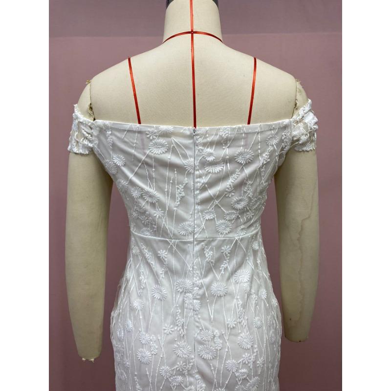 Women's Summer Holiday Slim Fishtail Backless Halter Lace Dresses