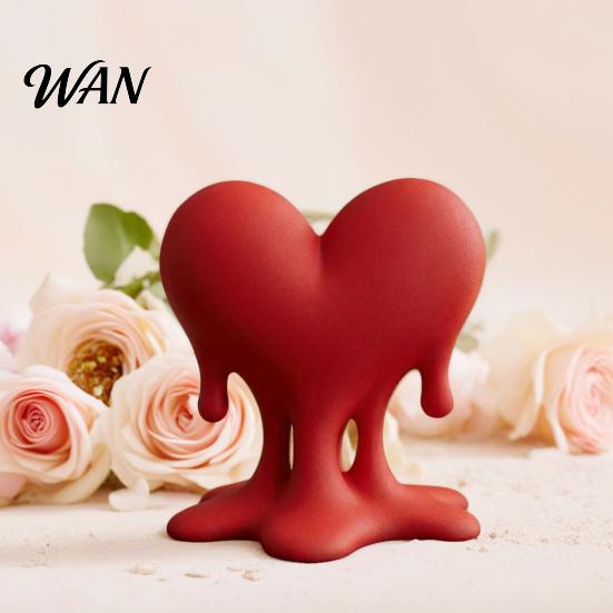 Artistic Heart Statue Melting Sculpture 3D Printed Dripping Figurine Romantic Love Themed Home Decor Modern Decoration for Room Desk Shelf Small