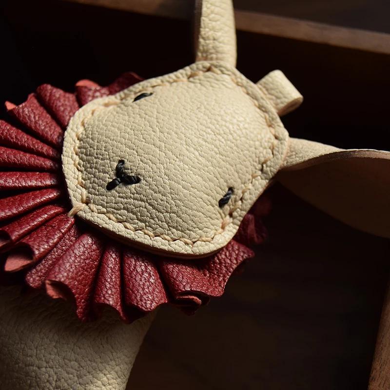 Сумка для ключей из натуральной кожи, подвеска из кроличьей кожи, ручная работа, шарм, персонализированный, модный, подарок для девушки, аксессуары для сумки