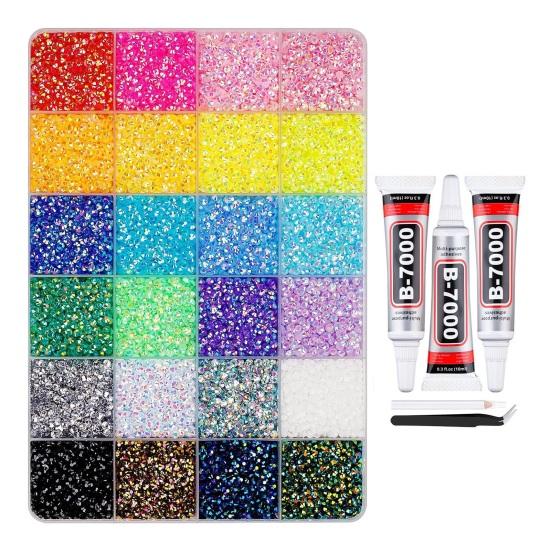 Набор страз для нейл-арта 24000/30000/32000 шт., 24/28/40 ячеек, assorted color, 0,3 см, для DIY дизайна ногтей, crafting