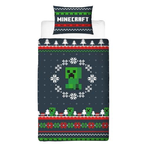 Minecraft Pixel Christmas Reversible Duvet Set