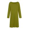 Женское повседневное модное платье миди с круглым вырезом и длинным рукавом