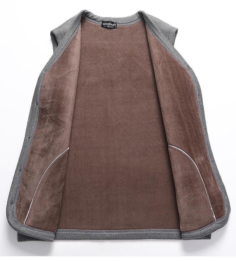 Мужской зимний хлопковый жилет больших размеров - утолщенный бархатный жилет для людей среднего и пожилого возраста