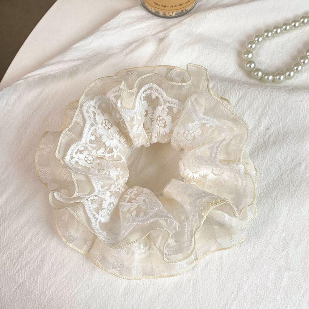 Двухслойные кружевные резинки для волос в французском стиле, большие резинки для волос, модные женские резинки для волос на каждый день