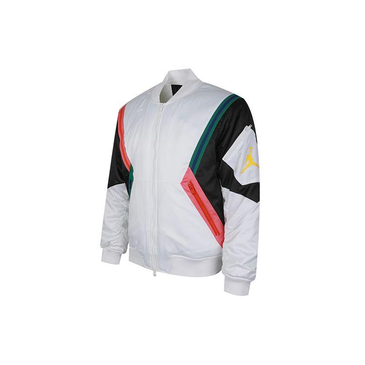 Jordan Wings MA-1 Color Block Воротник-стойка Хлопковая куртка Мужская верхняя одежда Белый CD5458-100