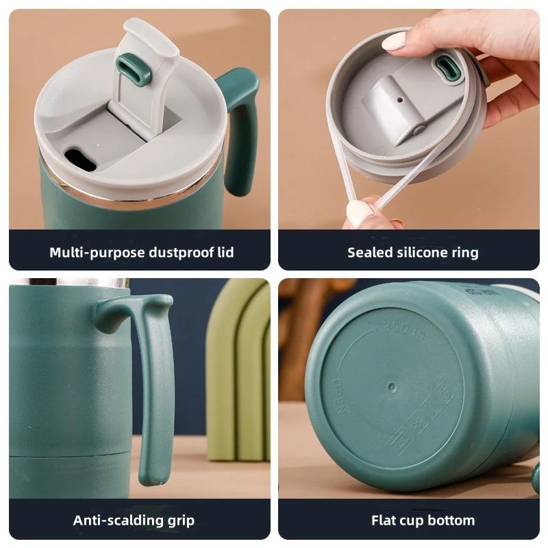400ml Thermal Mug 304 Stainless Steel Water Cup with Lid Portable Mug Travel Mug Office Cup Handle Cup for Office Home