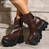 Ботильоны женские на платформе, модные кожаные туфли на высоком каблуке 2025 года, дизайнерские туфли-лодочки на молнии, гладиаторские зимние ботинки-ботинки для женщин