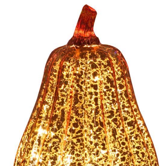 LED Pumpkin Lantern with Built-in Smart Timer Soft Warm Glow Battery-Powered Glass Pumpkin Shape Lantern Home Halloween Decor