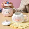 Милая целебная керамическая кружка для питьевой воды для дома, мультяшный креативный подарок, детская кружка, для девушки, для пары, с крышкой, кружка