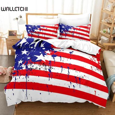 Пододеяльник с американским флагом, комплект постельного белья из микрофибры с красными и белыми полосками, тема «День независимости, свобода», пододеяльник для подростков