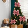 Large Sparkling Bow Glitter Christmas Ribbon Bowknot XmasTree Hanging Ornaments New Year Home Decorations Navidad 2024